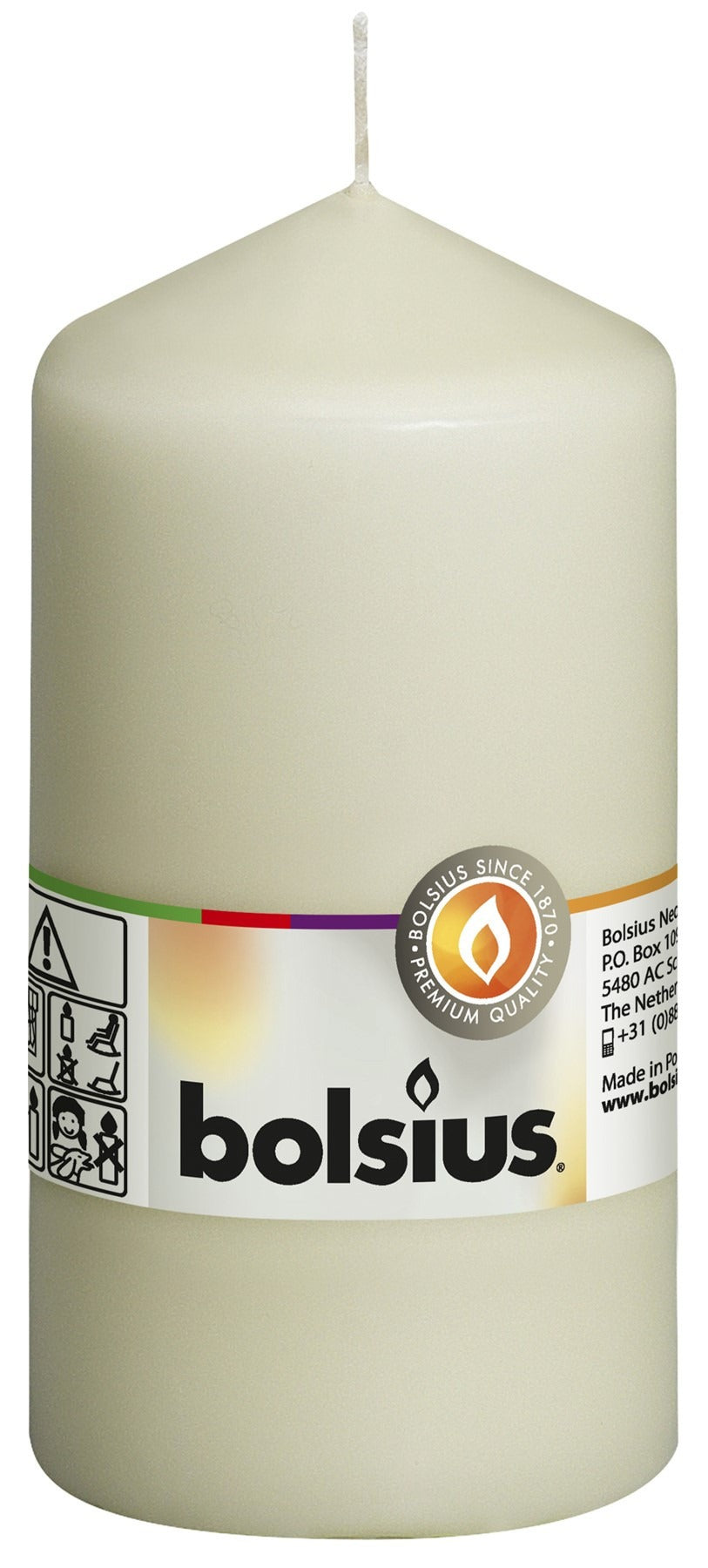 View Bolsius Ivory Pillar Candle 13070mm information