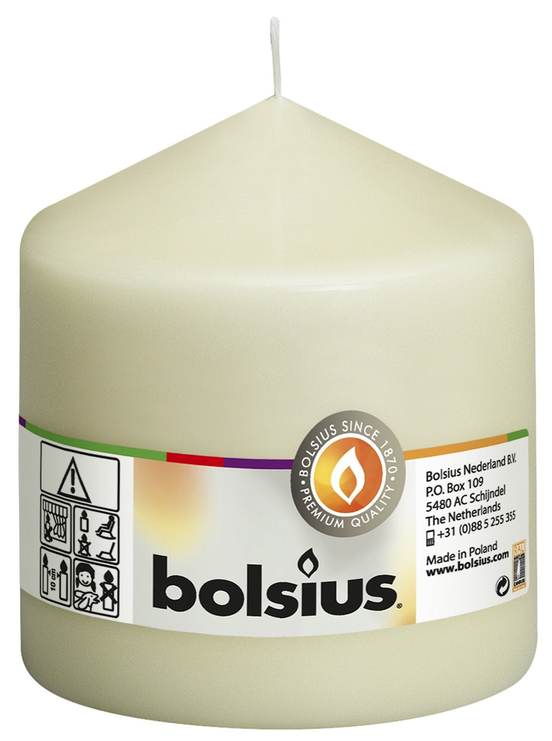 View Bolsius Ivory Pillar Candle 100x 98mm information