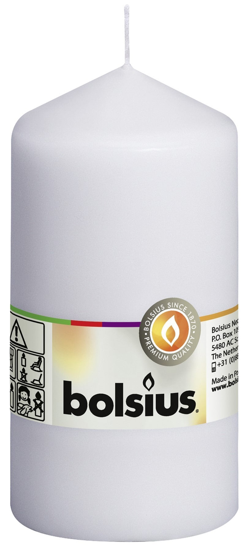 View Bolsius Pillar Candle White 130mm x 68 mm information