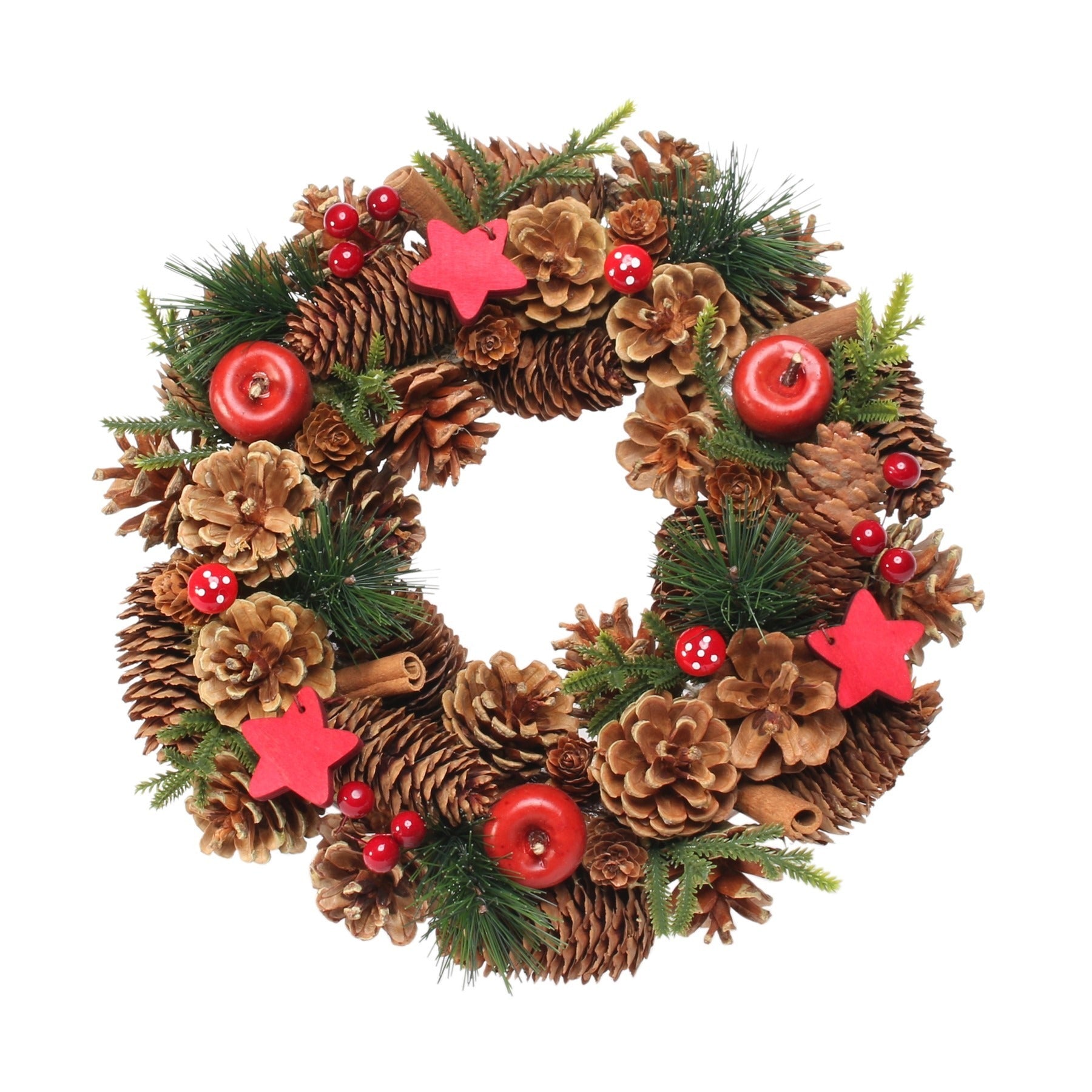 View Woodland Natural Wreath with Red Stars information