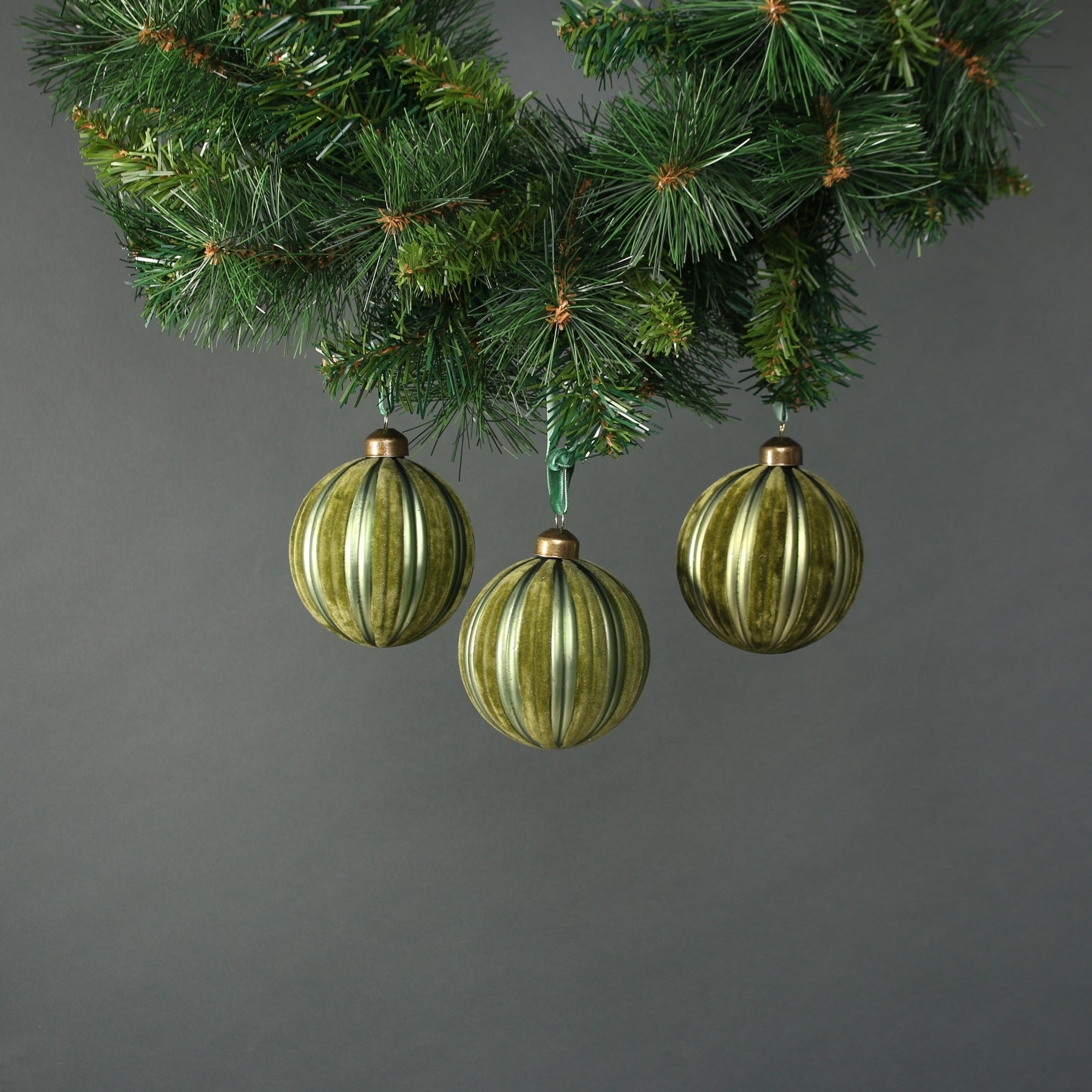 View Kaia 8cm Glass Green Velvet Bauble Set of 4 information