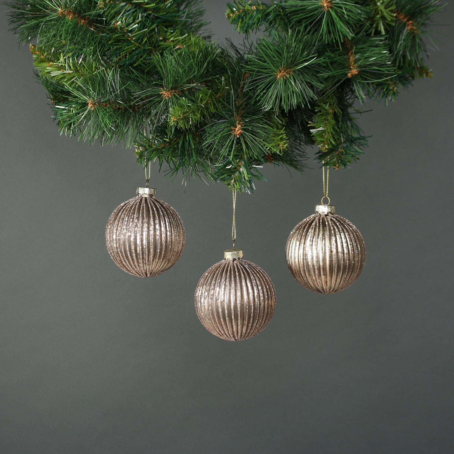 View Titania 8cm Glass Bauble Rose Gold Set of 4 information