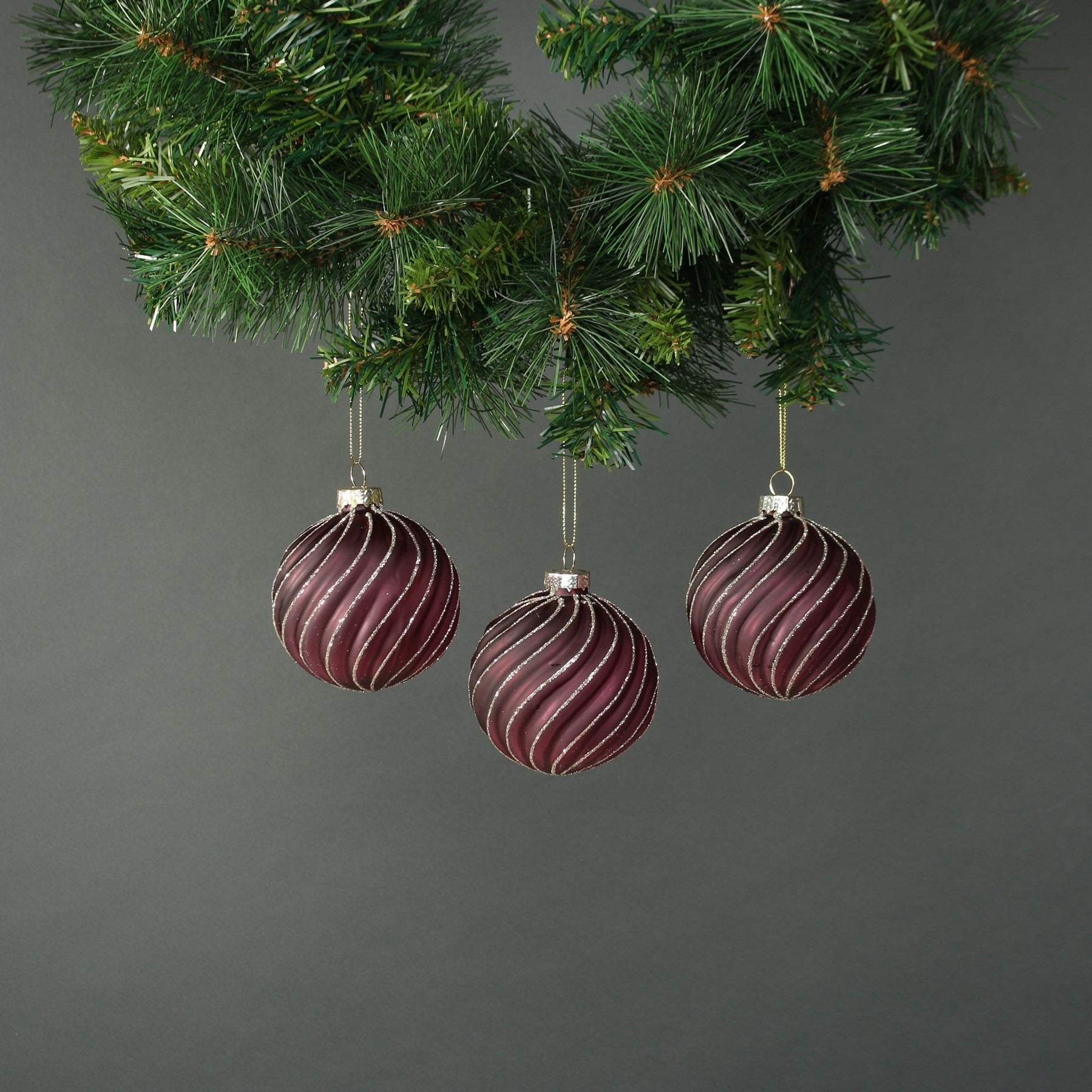 View Faye 8cm Glass Bauble Dark Purple Set of 4 information