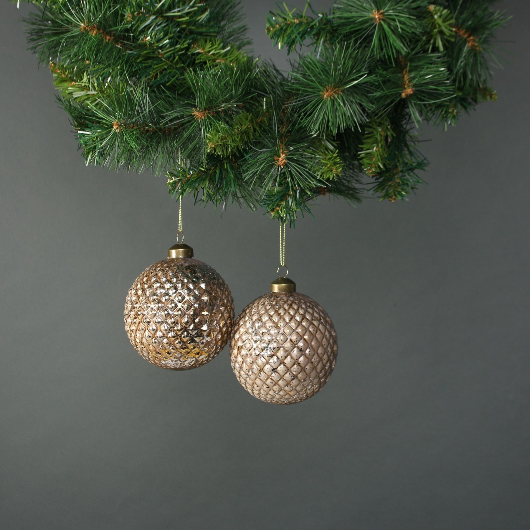 View Lorelle 10cm Glass Diamond Bauble Copper Gold Set of 4 information