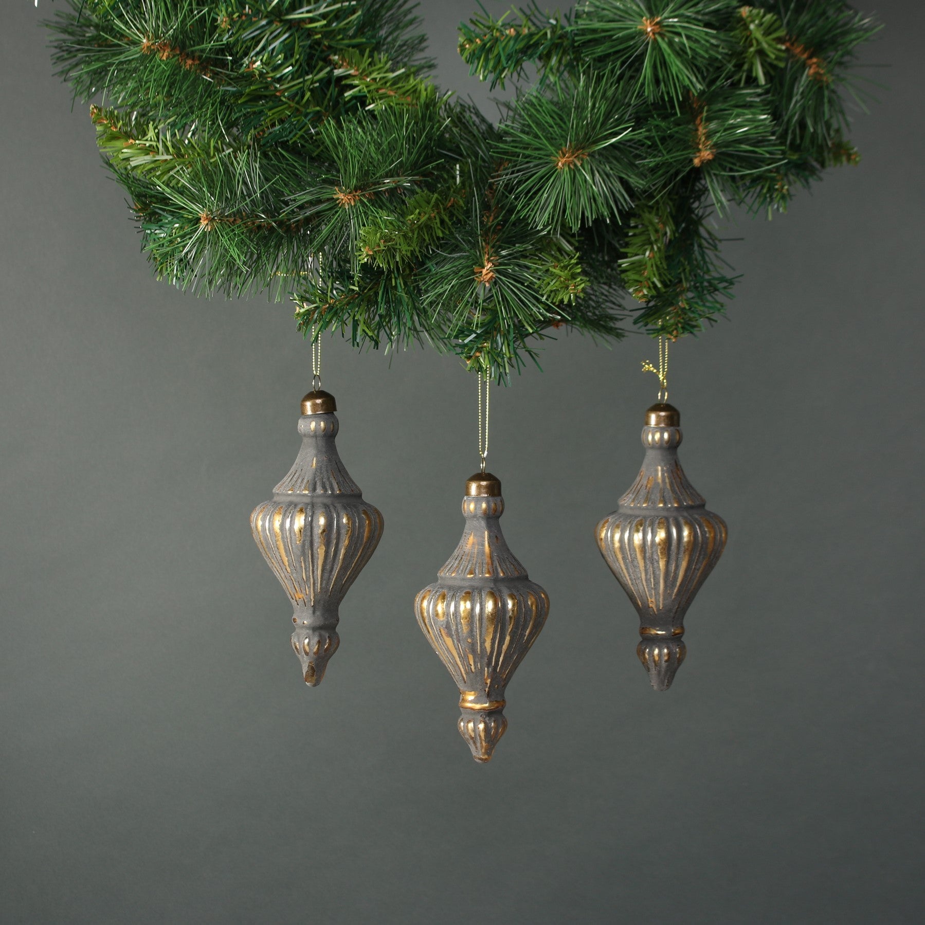 View Luna Glass Ornate Lamp Bauble Pewter Gold Set of 4 information