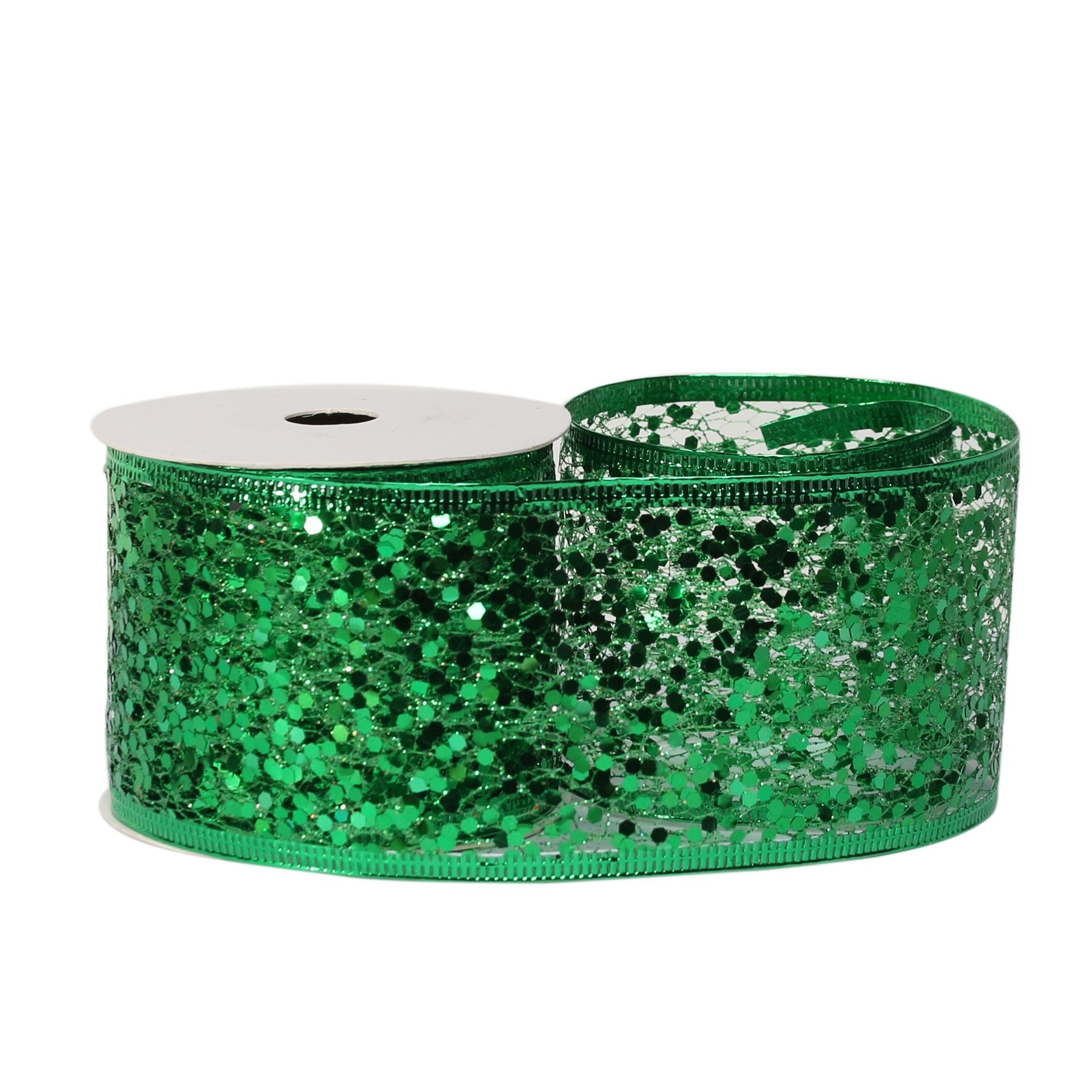 View Glitter mesh ribbon 63cm x 10 yards GREEN information