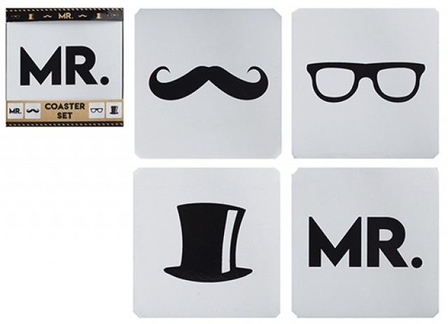 View Mr Mans BW Print Coasters information