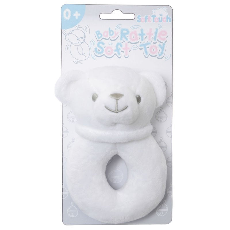 View 6x Soft Touch White Bear Rattle Toy information