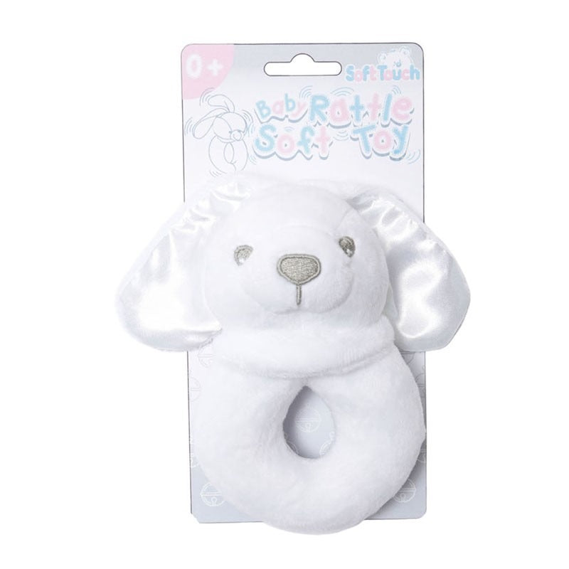 View 6x Soft Touch White Bunny Rattle Toy information