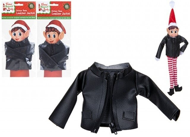 View Faux Black Leather Jacket With Zip For Elf information