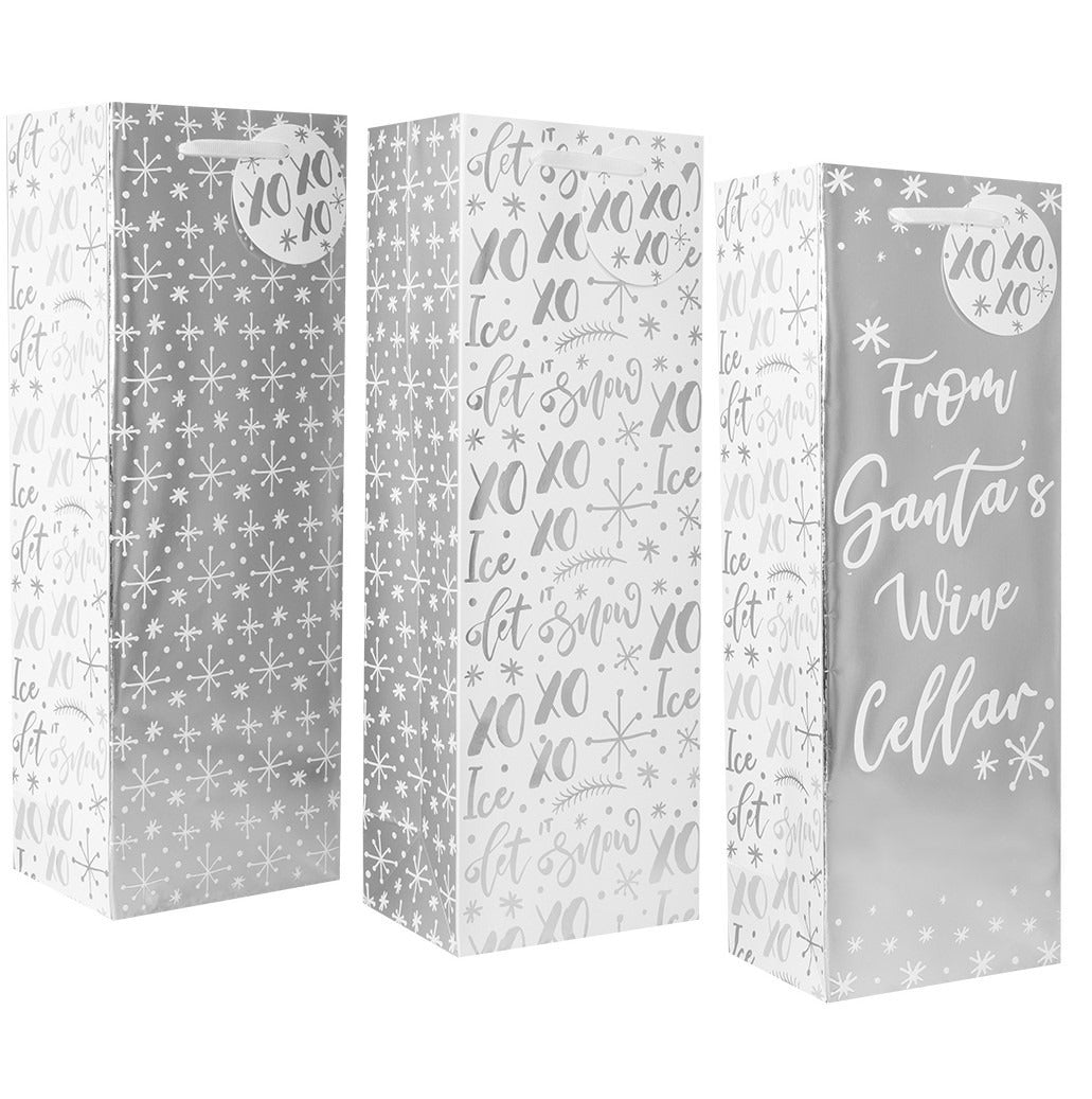 View Silver Bottle Gift Bags Pack of 3 information