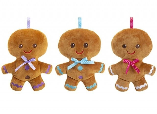 View 20cm Gingerbread Mini Plush with ribbon loop 4 assorted colours information