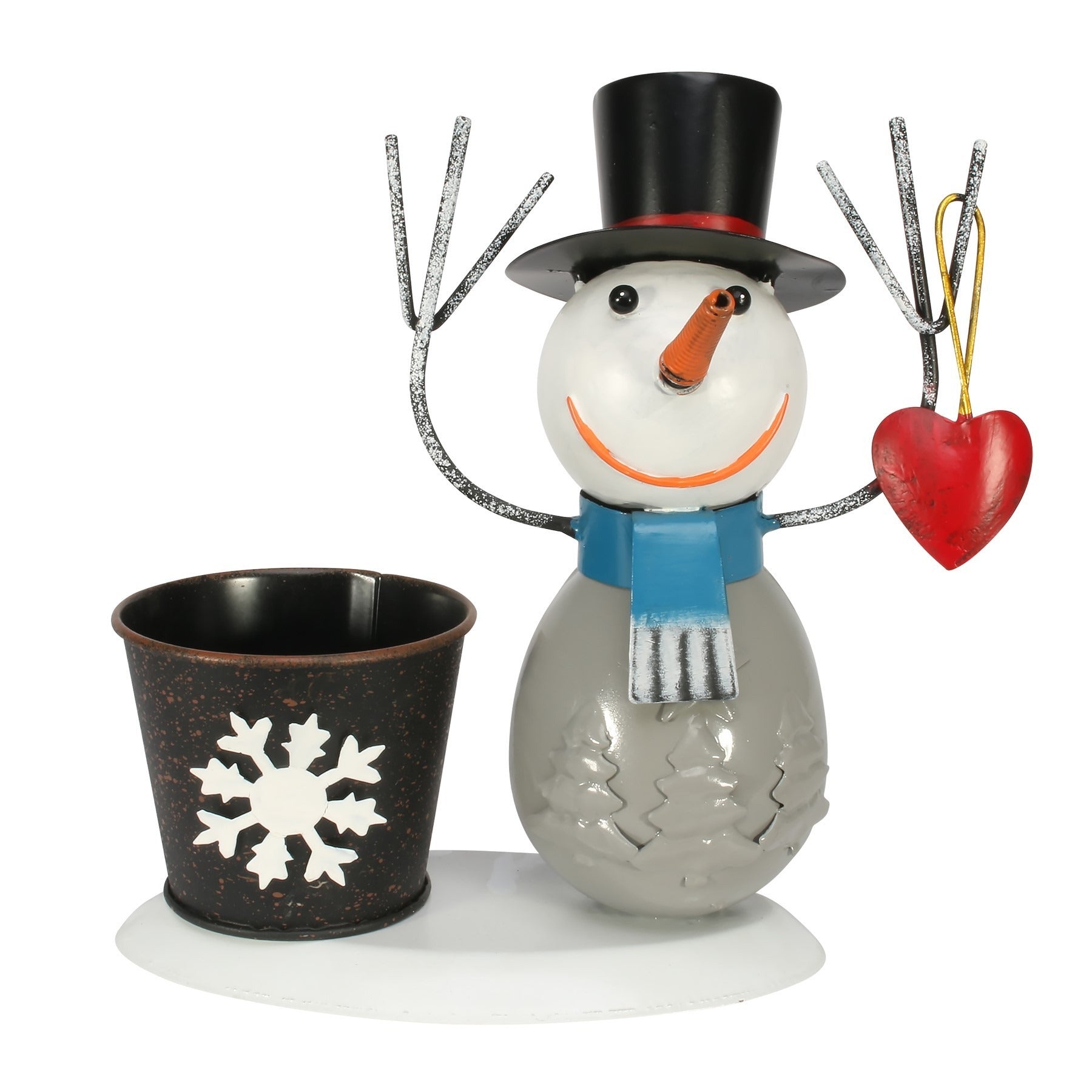 View Novelty Zinc Snowman Planter 7cm pot information