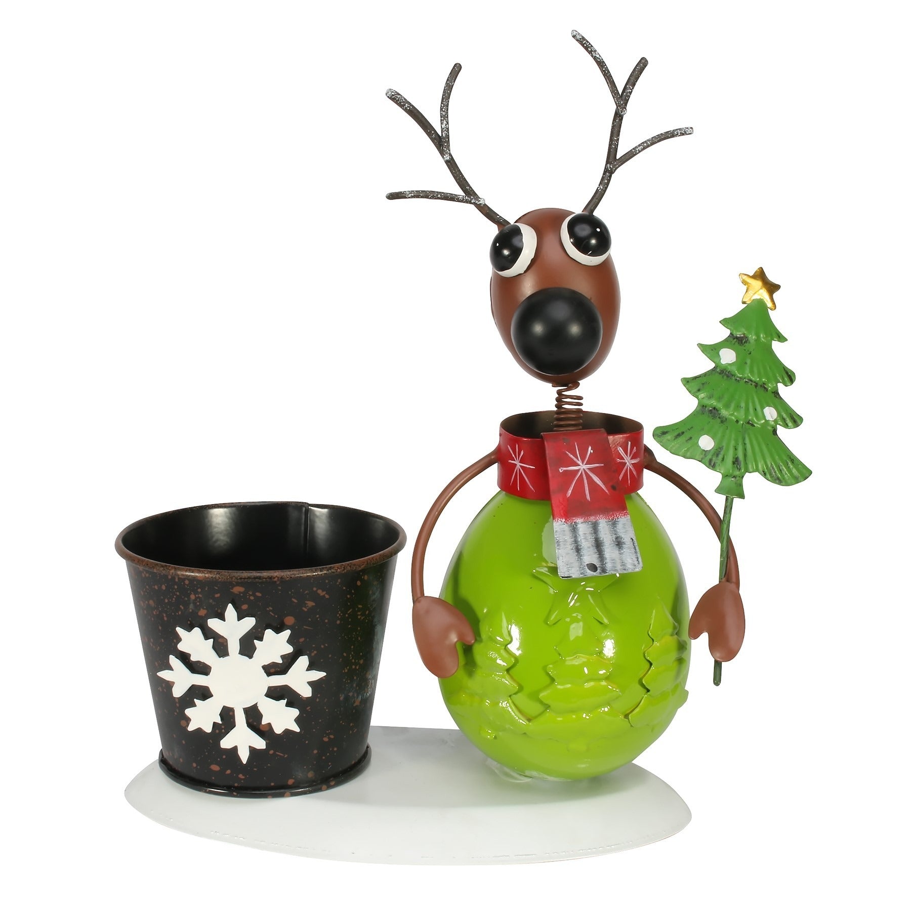 View Novelty Zinc Reindeer with Green Body 7cm pot information