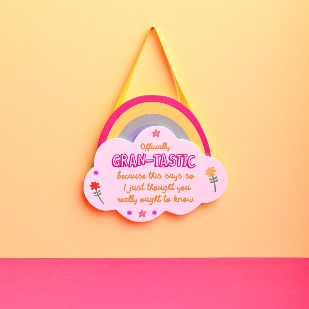 View Cheerful Rainbow Hanging Plaque GranTastic information