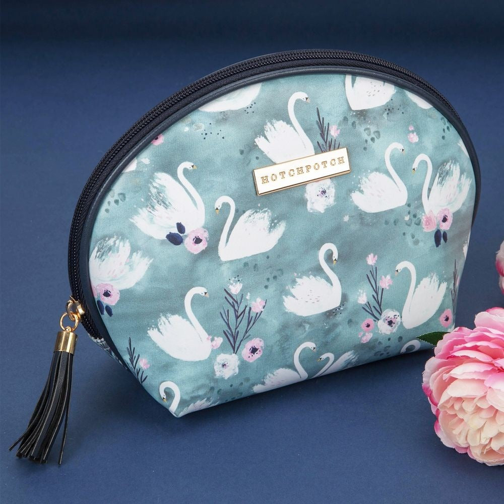 View Swan Lake Blue Leatherette Cosmetic Bag information