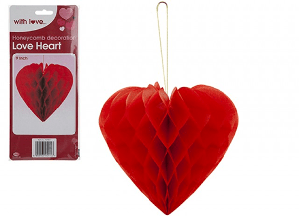 View 9 Inch Honeycomb Heart Decoration information