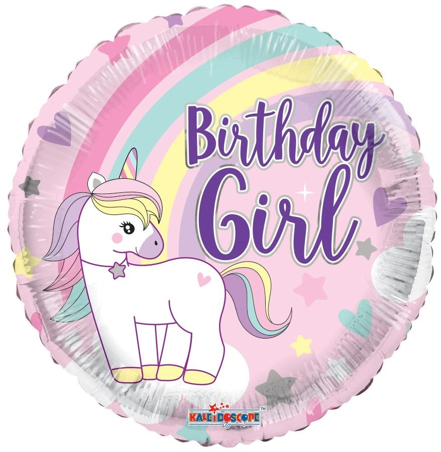 View Eco Balloon Birthday Girl Unicorn 18 Inch information