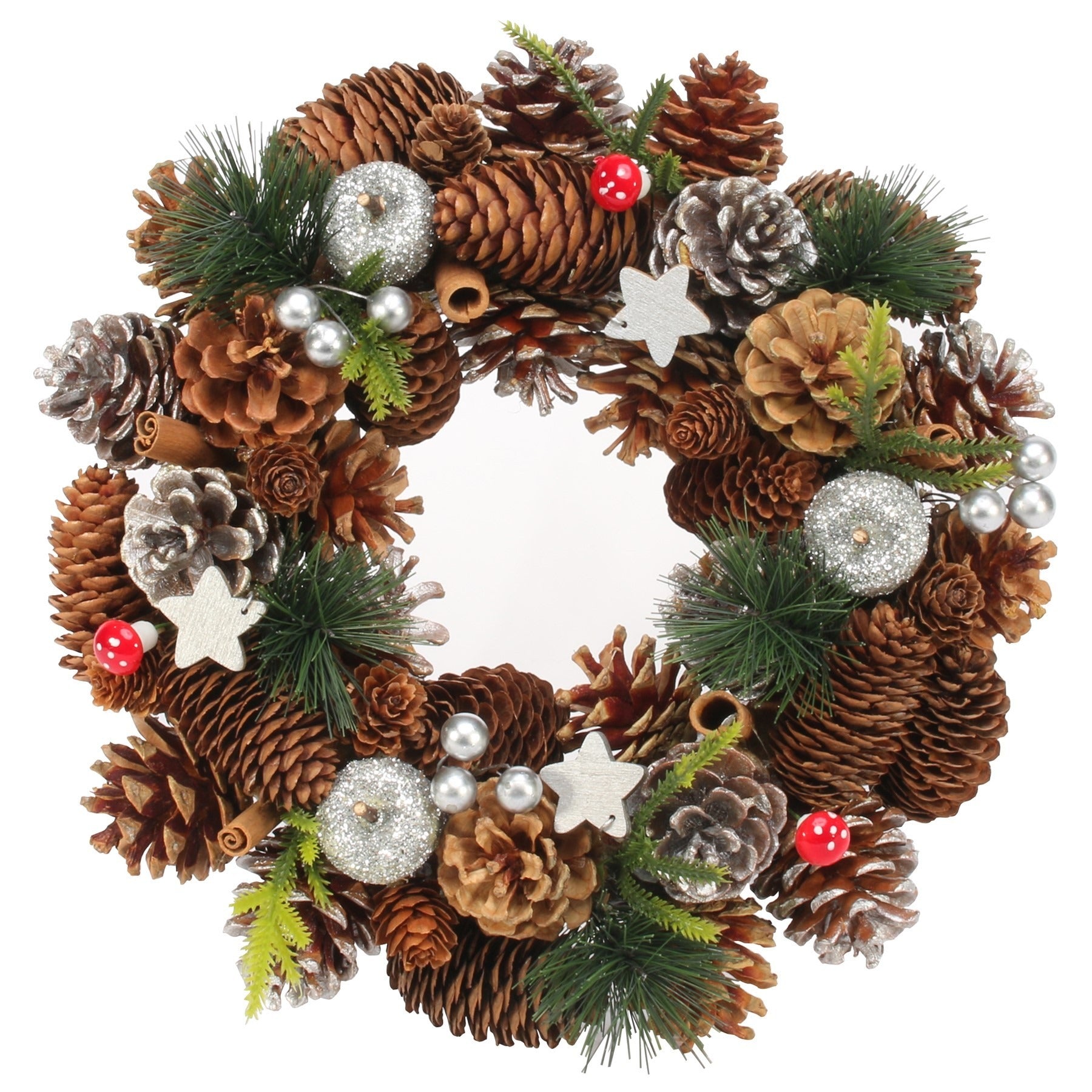 View Woodland Wooden Silver Stars Fruit wreath 30cm information