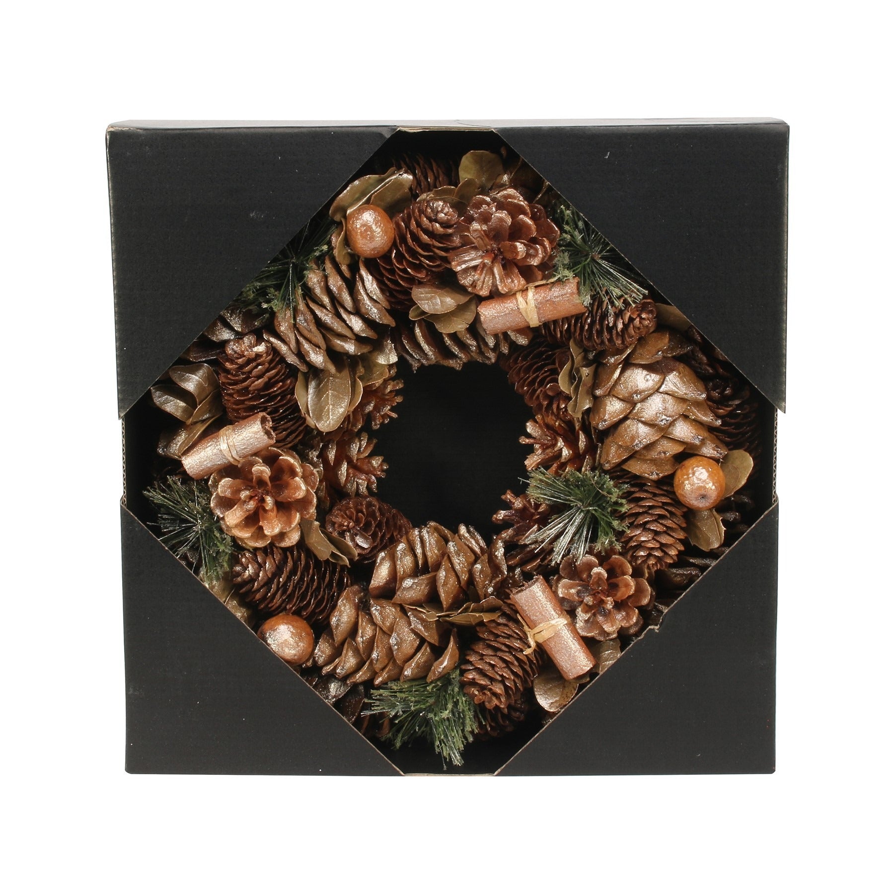 View Gold Glitter Cinammon Wreath 30cm information