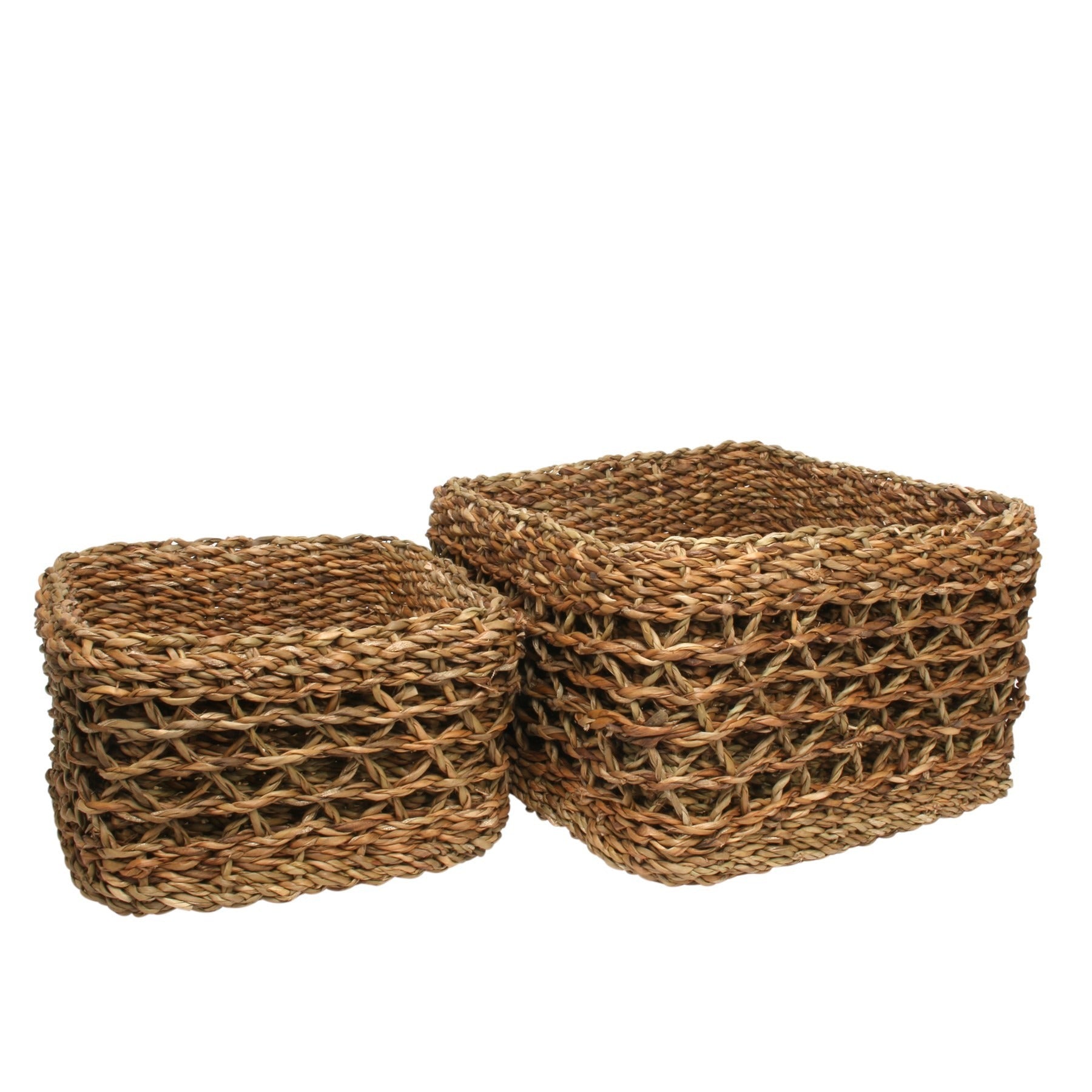 View Set of 2 Square Natural Seagrass Baskets with Liner information