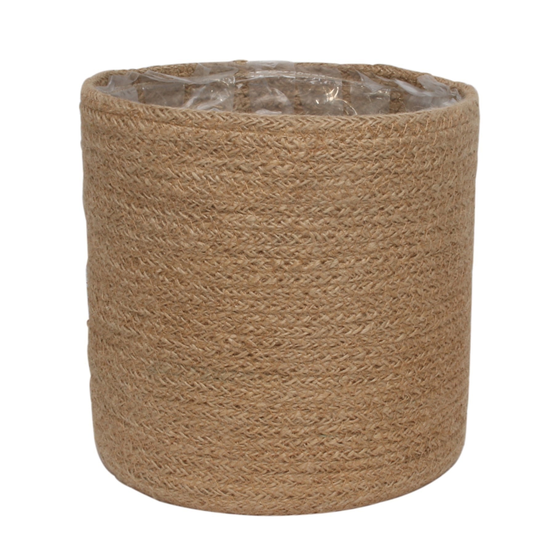 View 20cm Natural Jute Braided Rope Round Basket with Liner information