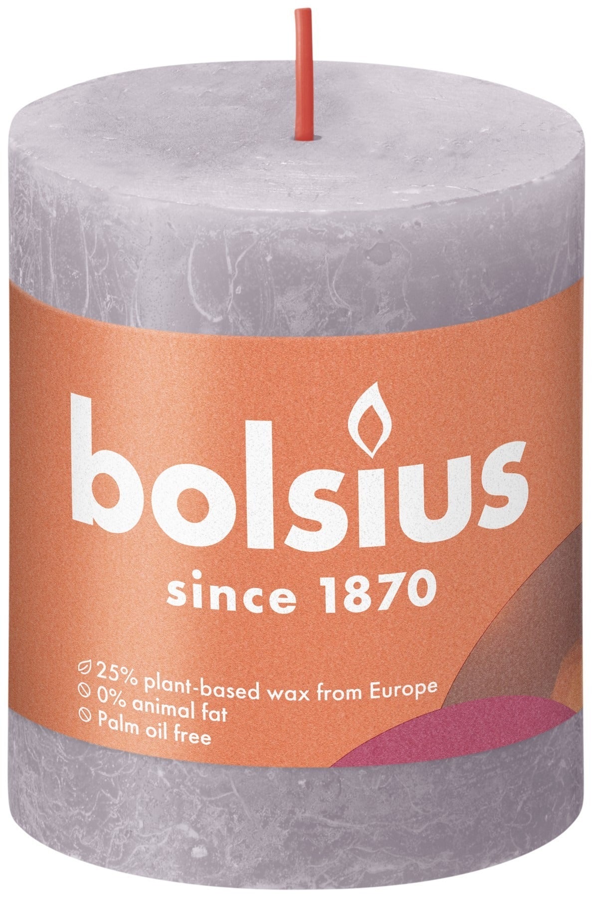 View Frosted Lavender Bolsius Rustic Shine Pillar Candle 80 x 68mm information