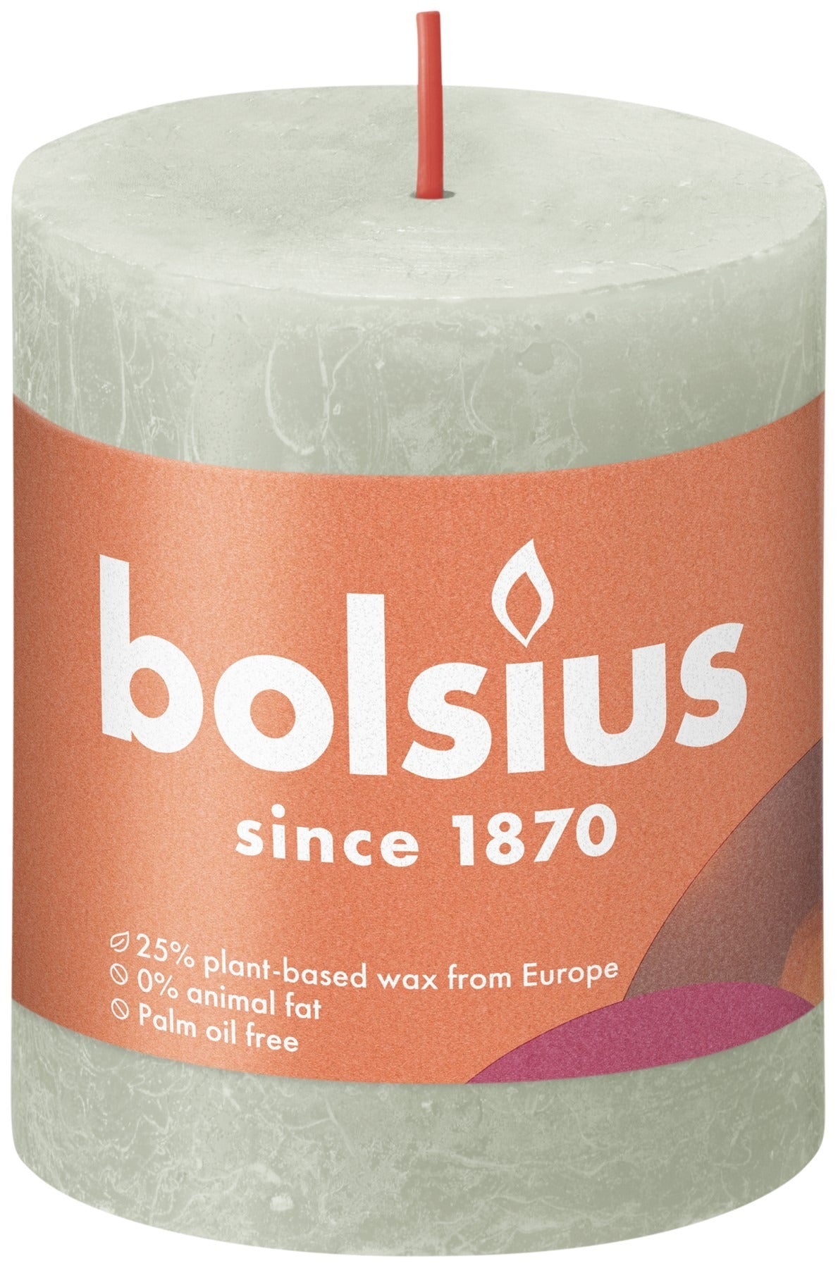 View Foggy Green Bolsius Rustic Shine Pillar Candle 80 x 68mm information