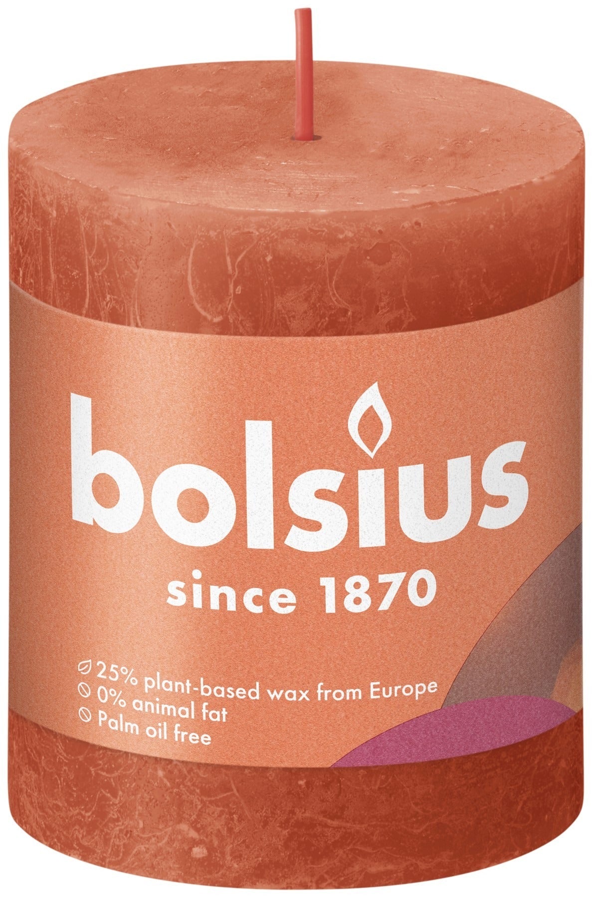 View Earthy Orange Bolsius Rustic Shine Pillar Candle 80mm x 68mm information