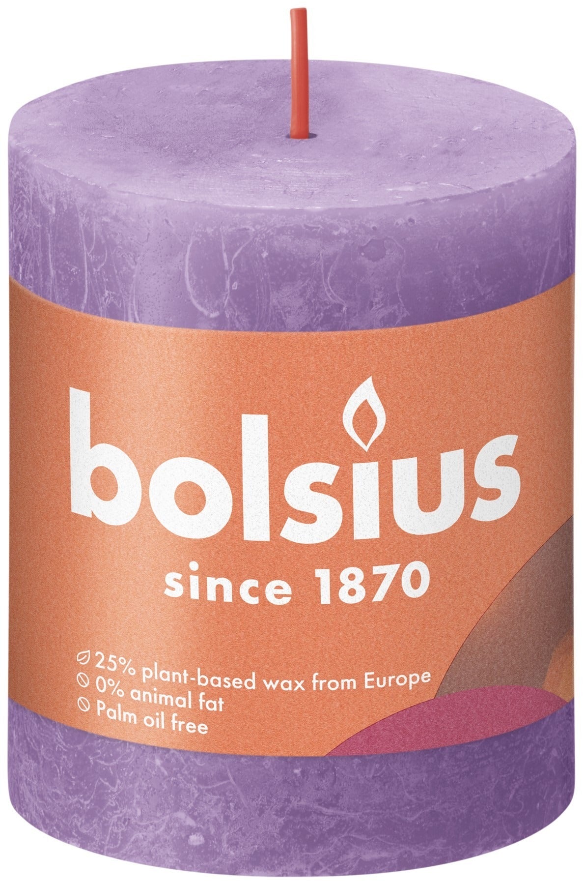 View Vibrant Violet Bolsius Rustic Shine Pillar Candle 80 x 68mm information