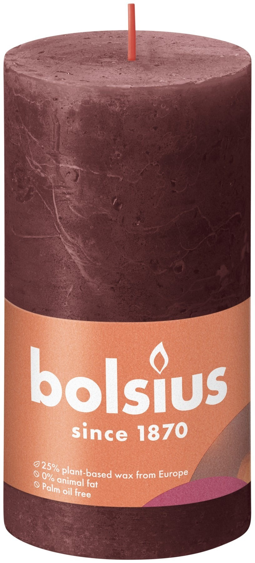 View Velvet Red Bolsius Rustic Shine Pillar Candle 130 x 68mm information