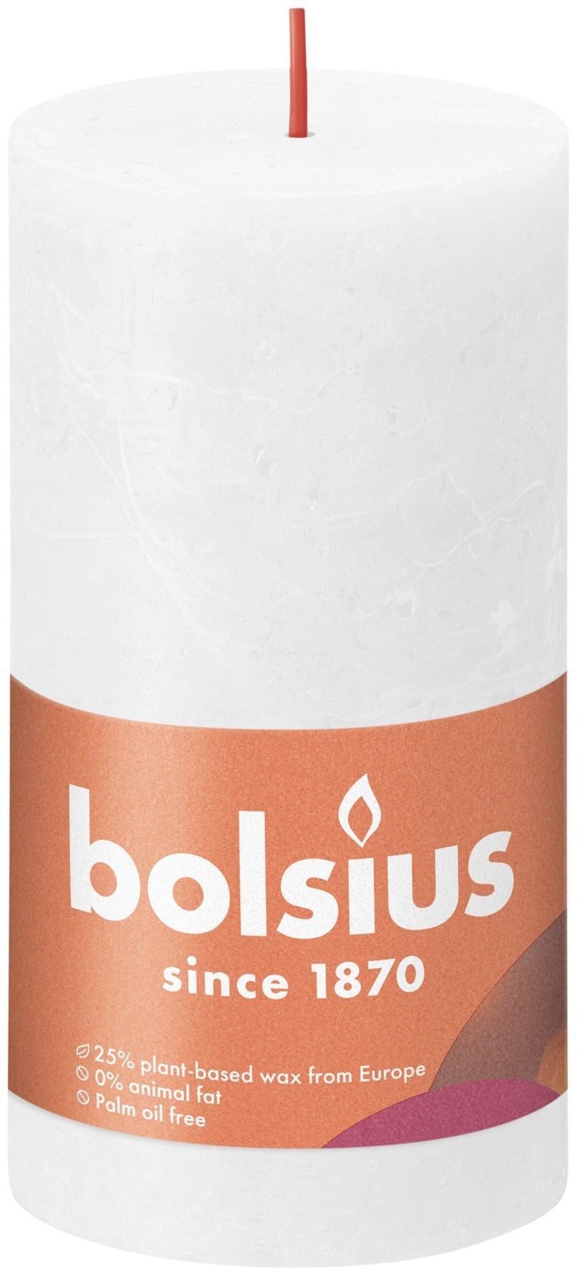 View Cloudy White Bolsius Rustic Shine Pillar Candle 130 x 68mm information