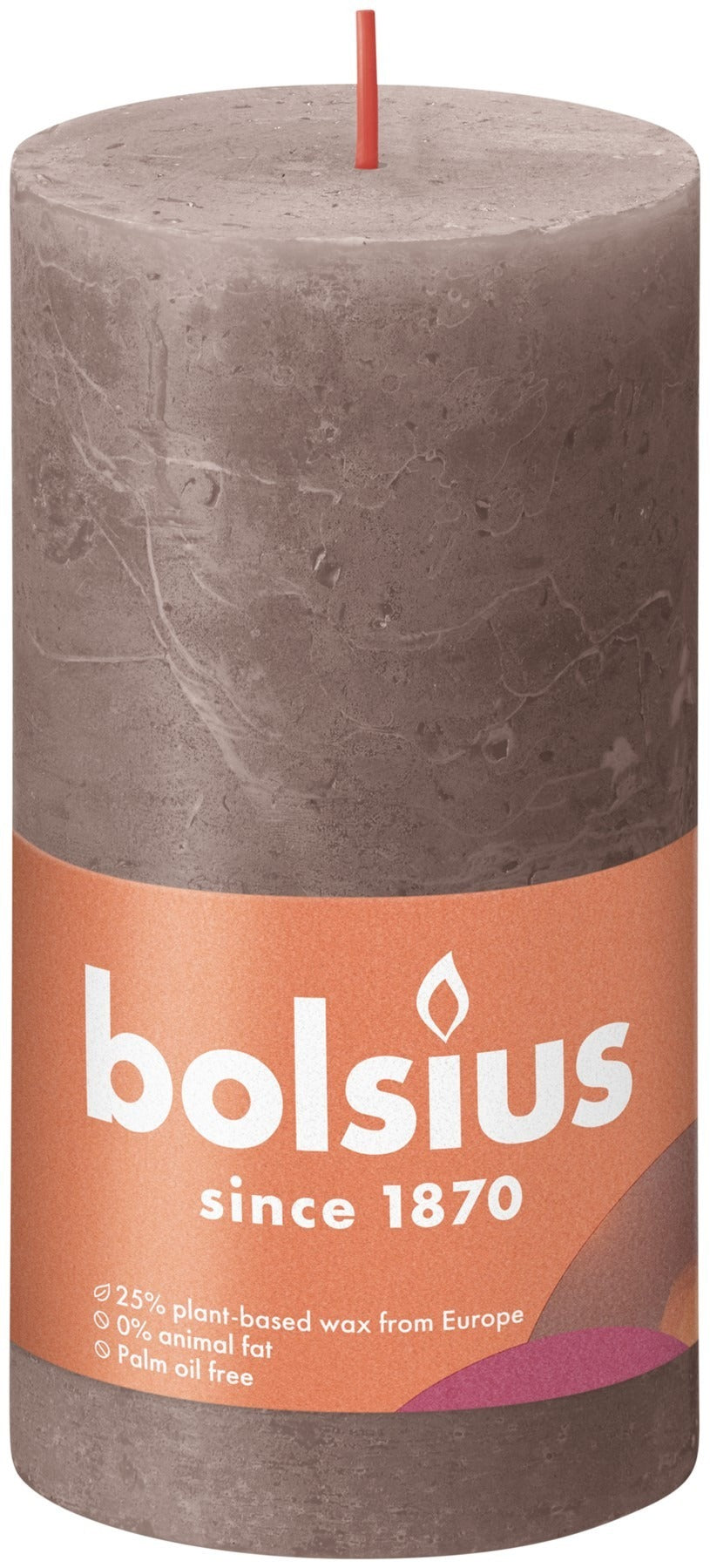 View Bolsius Rustic Taupe Shine Pillar Candle 130mm x 68mm information