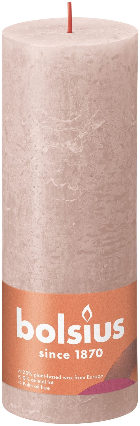 View Misty Pink Bolsius Rustic Shine Pillar Candle 190 x 68mm information