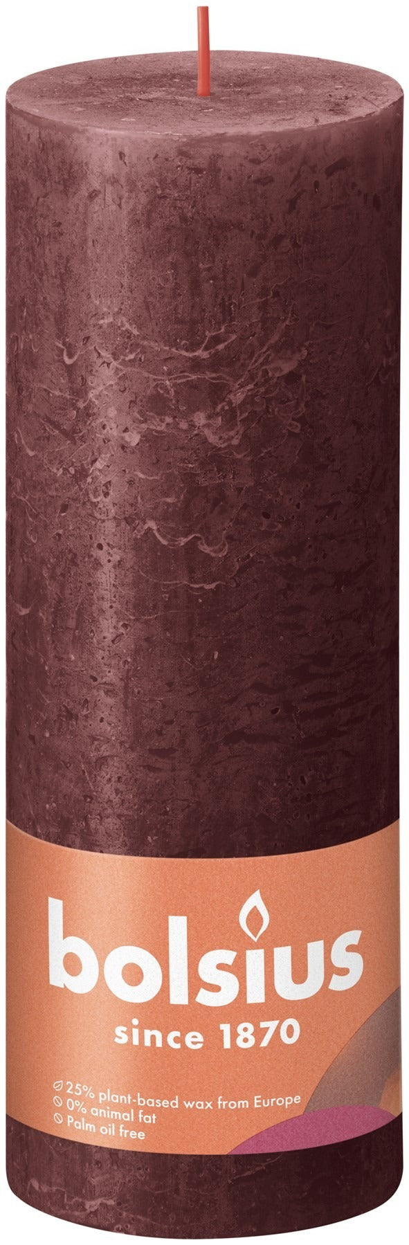 View Bolsius Rustic Velvet Red Shine Pillar Candle 190mm x 68mm information