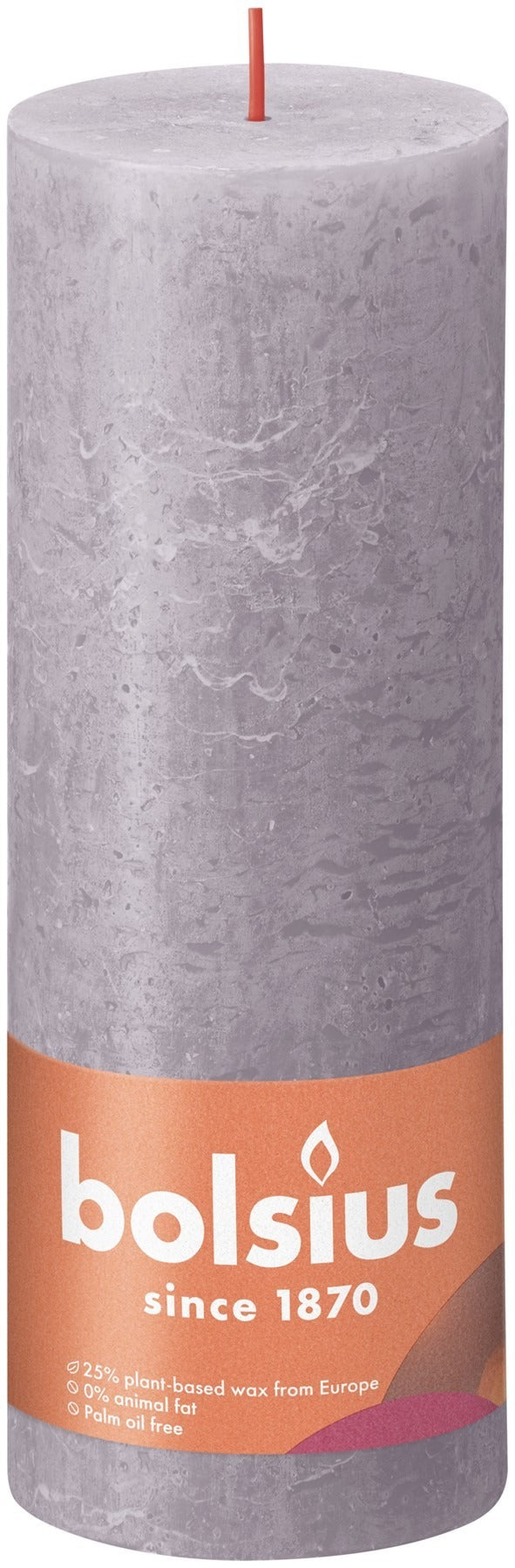 View Bolsius Rustic Shine Frosted Lavender Pillar Candle 190mm x 68mm information