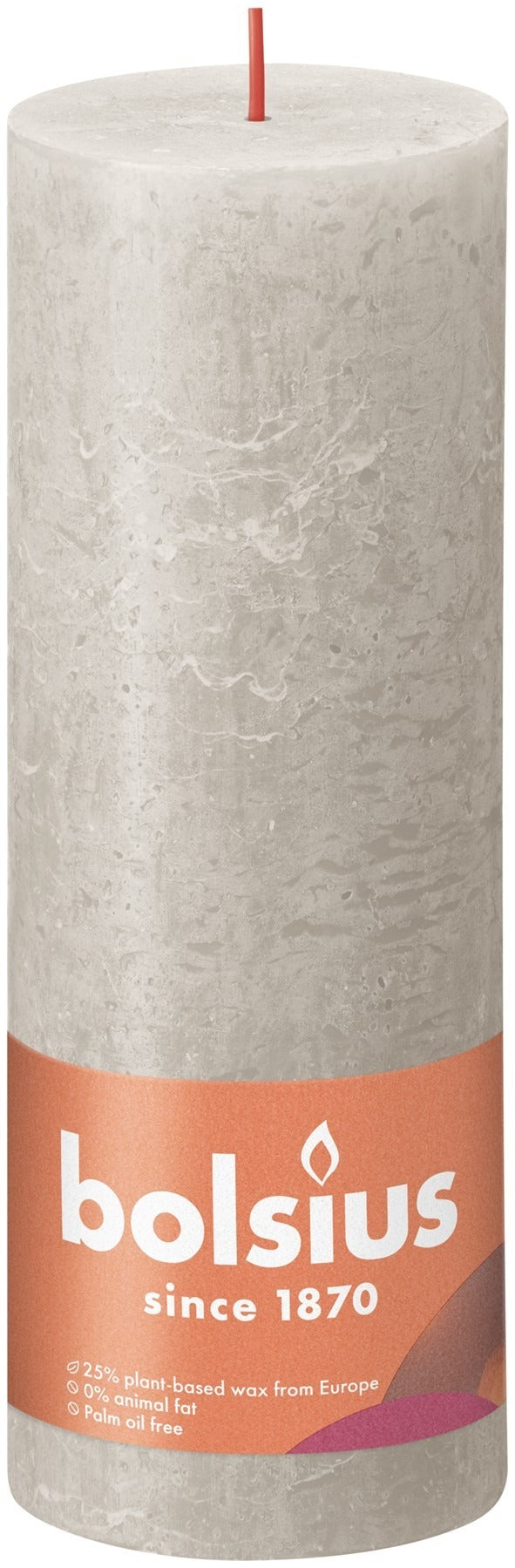 View Bolsius Rustic Shine Sandy Grey Pillar Candle 190mm x 68mm information
