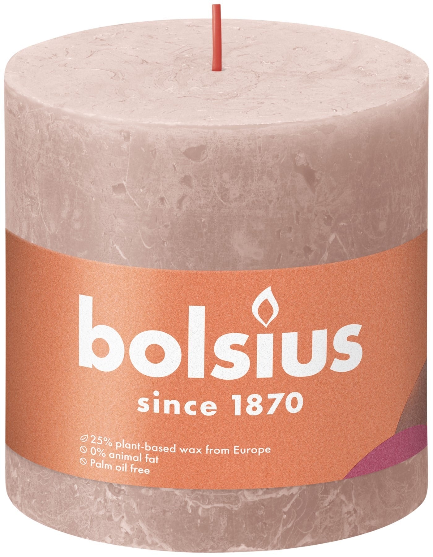 View Misty Pink Bolsius Rustic Shine Pillar Candle 100 x 100mm information