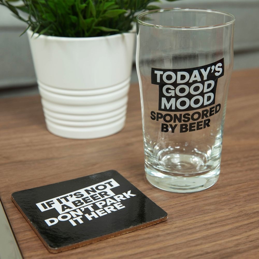 View Beer Glass Coaster Set Todays Good Mood information