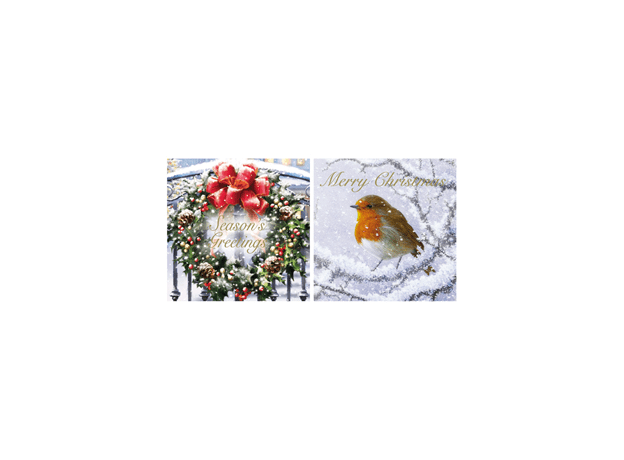 View 12 Christmas Cards Wreath Robin information