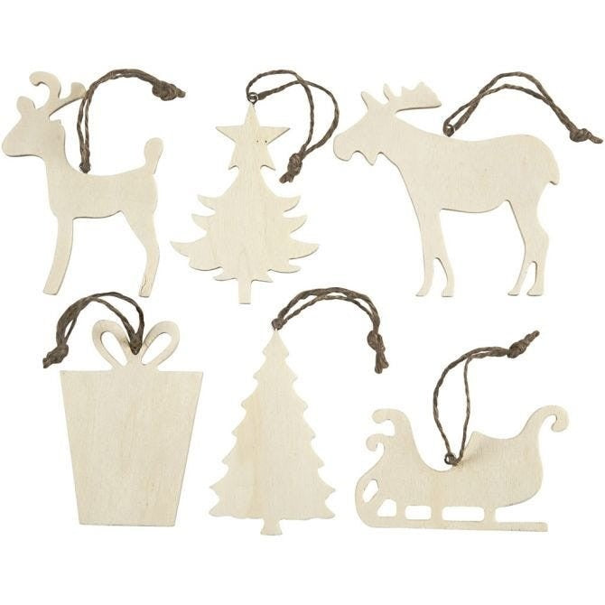 View Wooden Christmas Ornaments Pack of 6 information