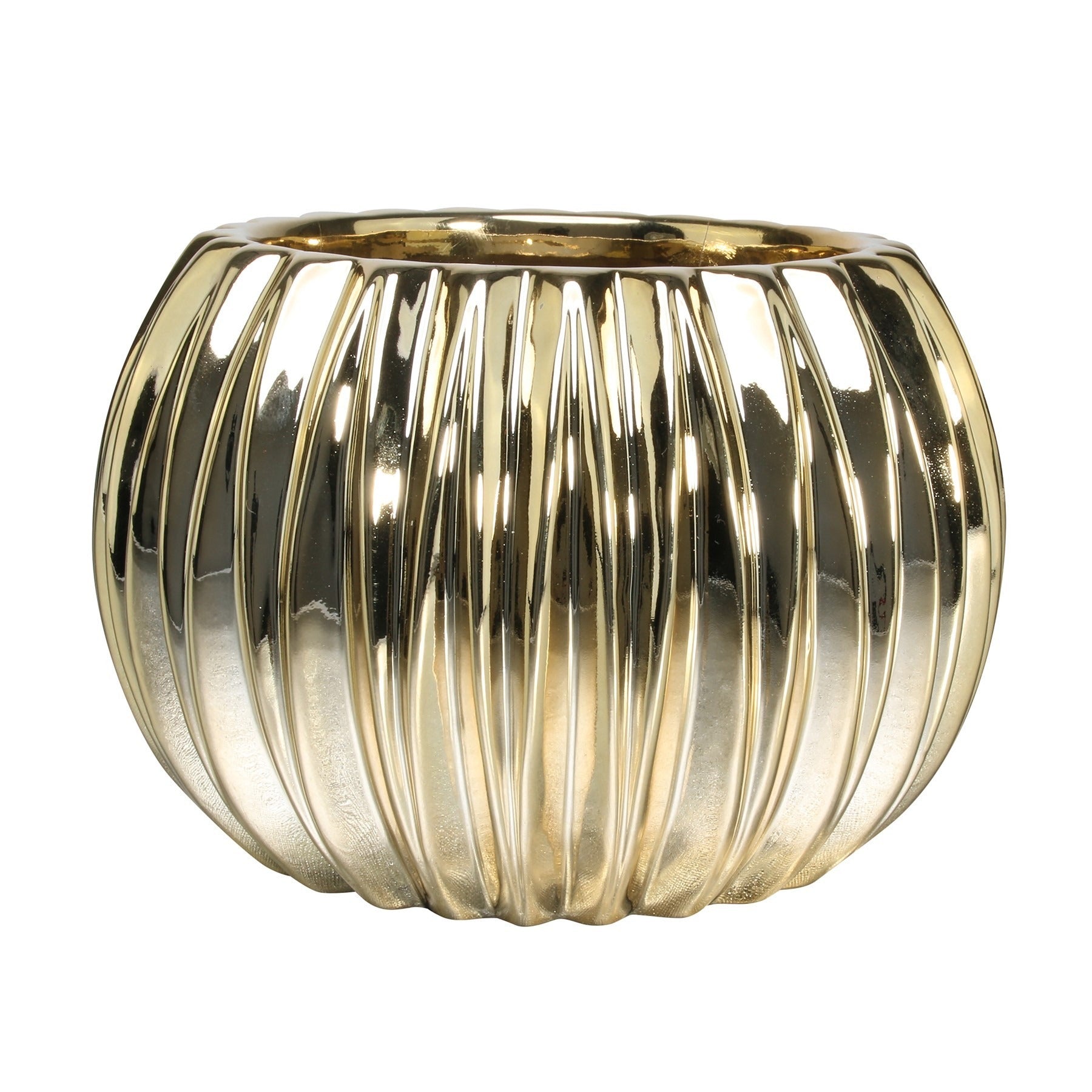 View Gold Elecroplated Ribbed Orchid Pot 183cm information