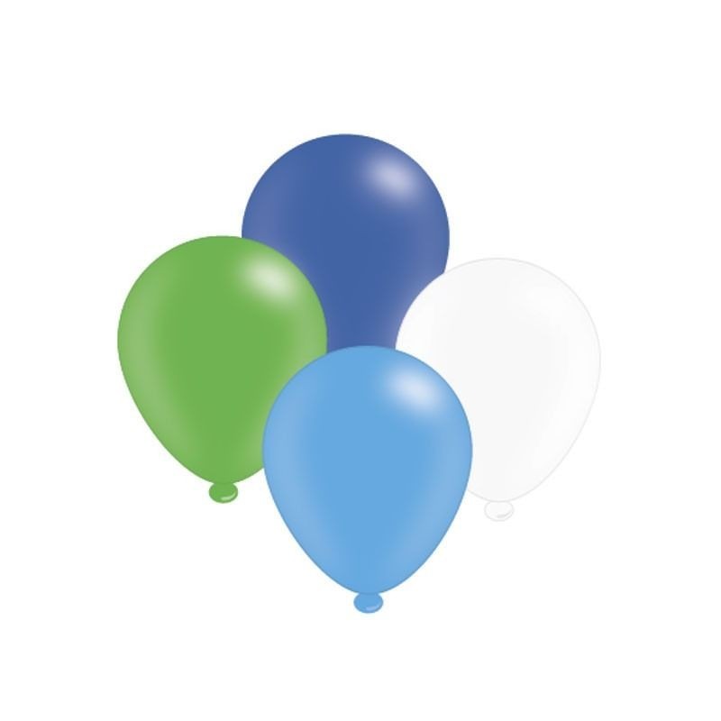 View Blue Mix Latex Balloons 6 packs information