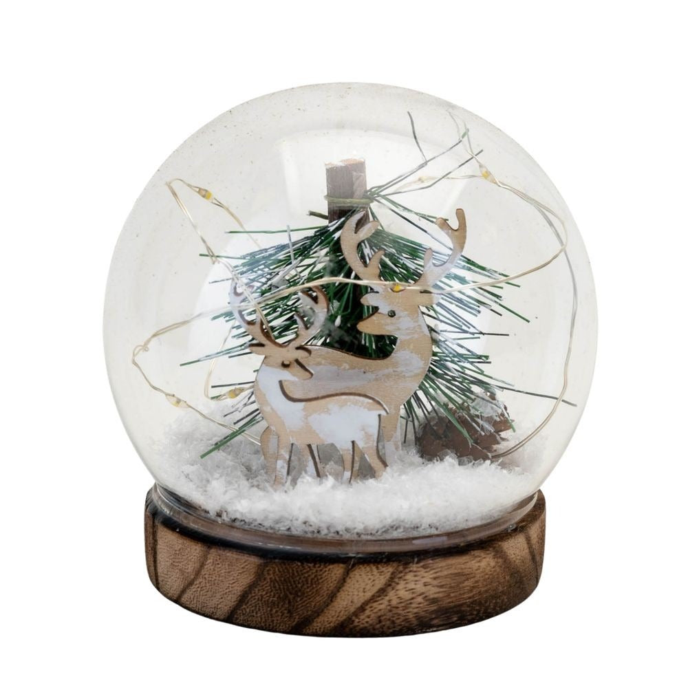 View LED Reindeer Forest Snow Globe 11cm information