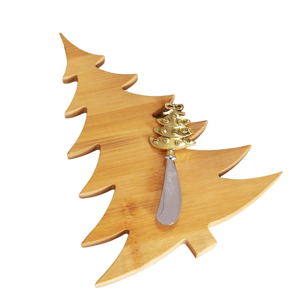 View Bamboo Christmas Tree Shaped Cheese Board with Knife information