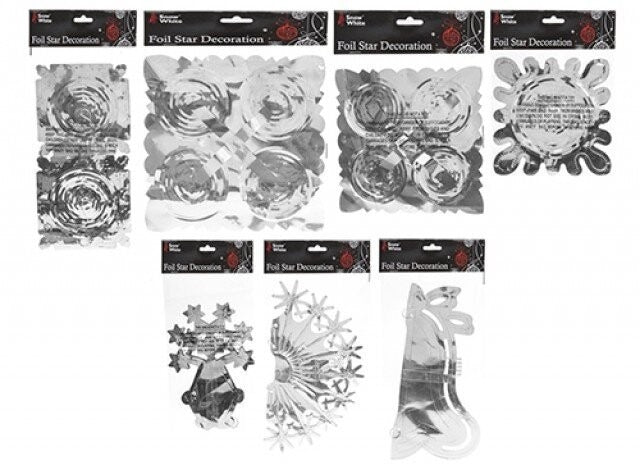 View Silver Foil Decorations 7 Assorted Designs information