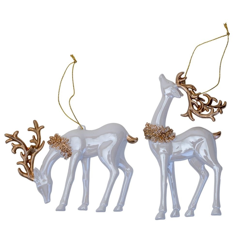 View White Glitter Deer Decoration Assorted Product information