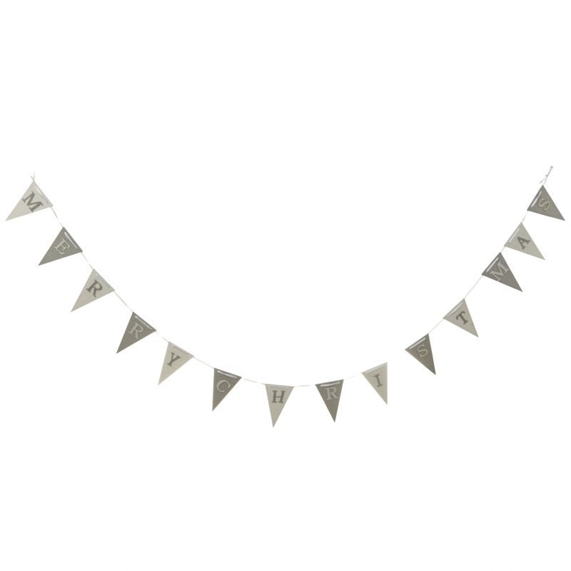 View Wooden Silver White Flag Garland information