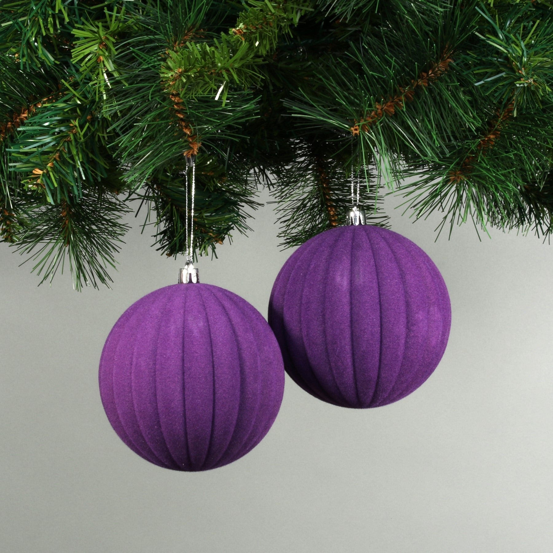 View 10cm Purple Velvet Watermelon Baubles Set of 4 information