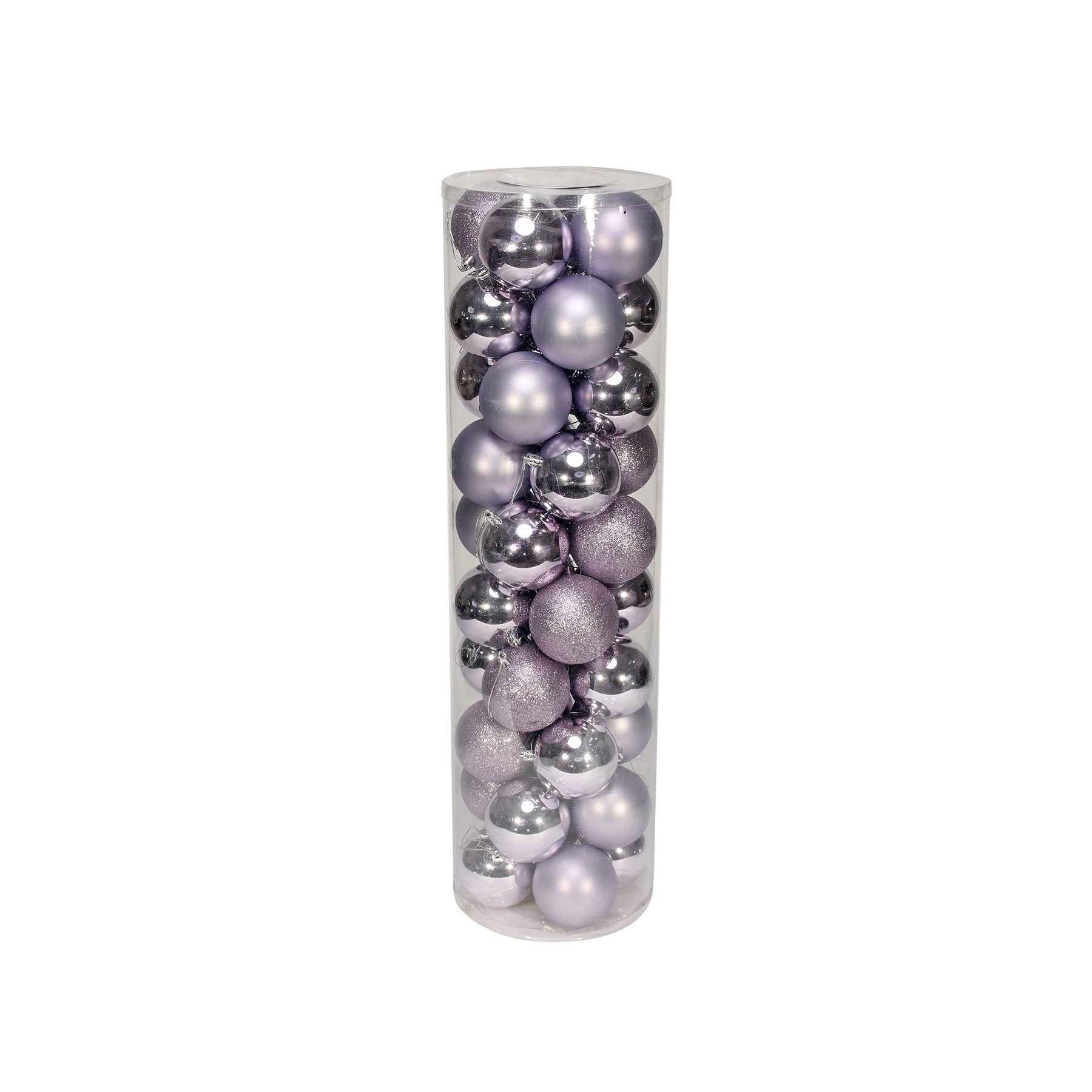 View 40 Lilac Baubles in Matt Shiny Glitter Finish 8cm information